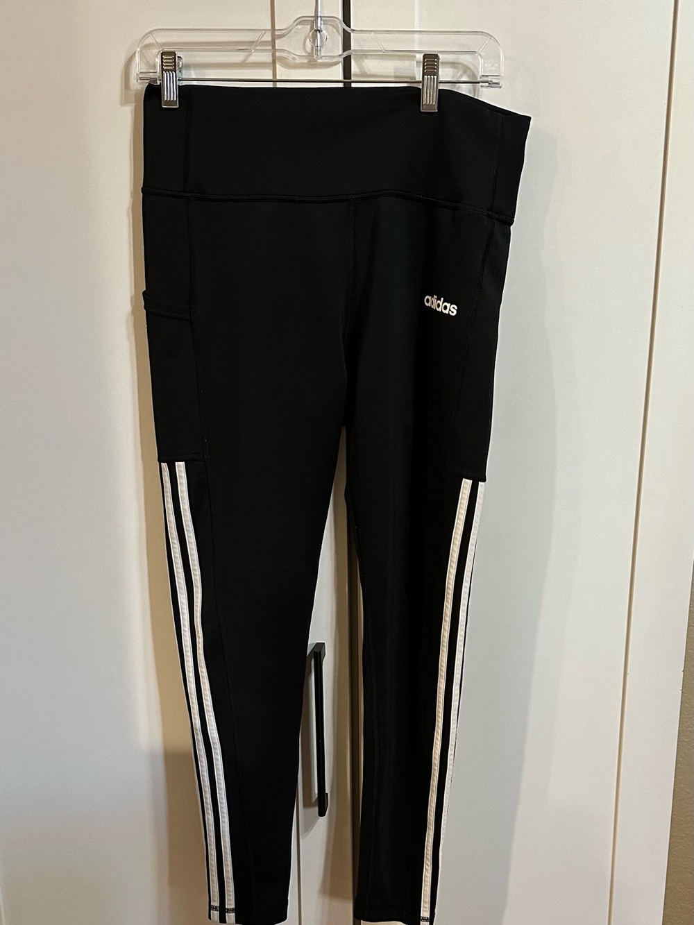 Adidas women's Lg Black 3-Stripe Athletic Leggings